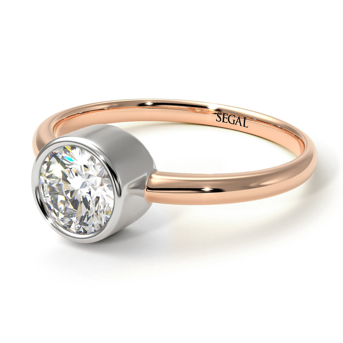 Two Tones Solitaire Bezel Diamond Ring - Emerson No. 18
